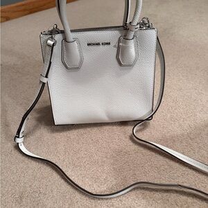 Michael Kors White Pebbled Leather Crossbody Satchel